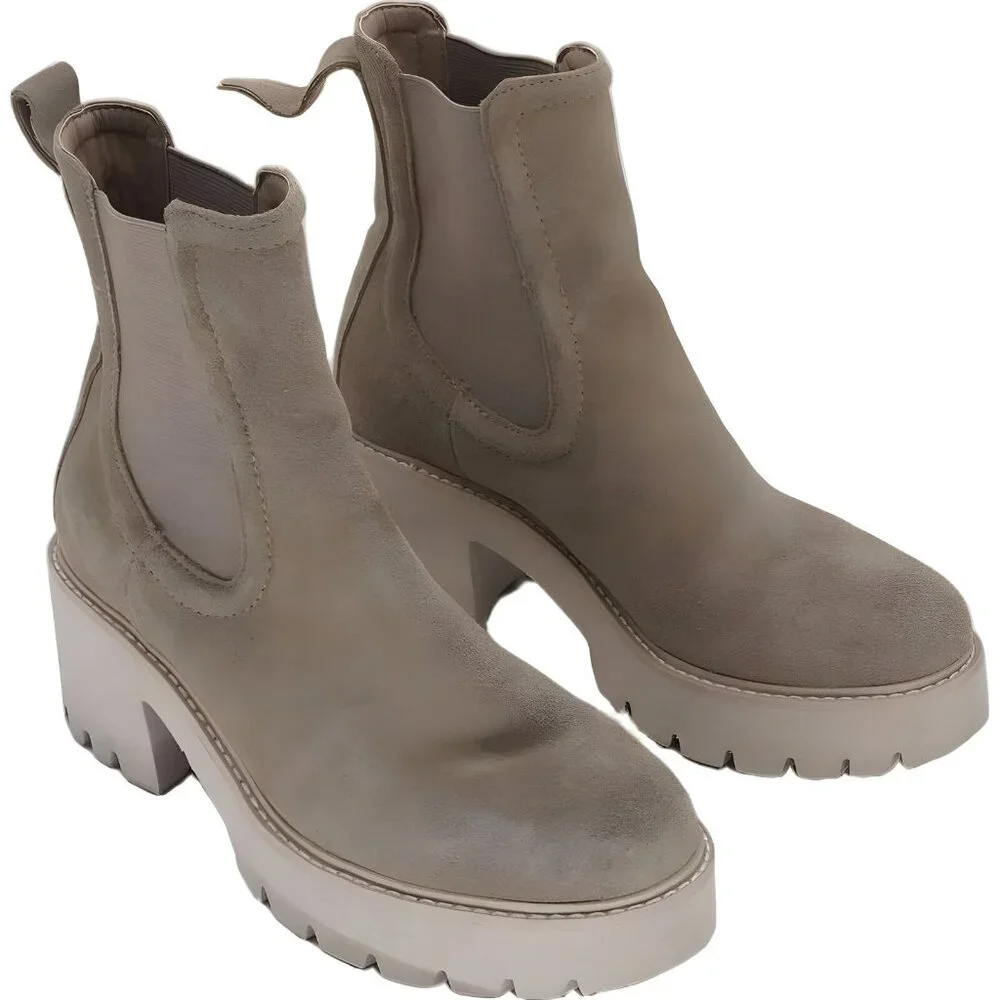 RIBETRINI Women's Classic Beige Chelsea Boots Size 7 - Broken Heel Tab - Picture 4 of 6